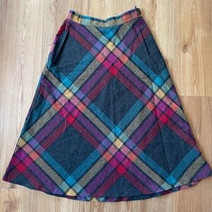 Vintage Albee plaid multicolor wool blend skirt